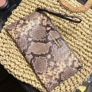 Michael Kors Brown Snake Print Wristlet